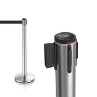 Stanchion Pole Silver with Retractable Belt Black